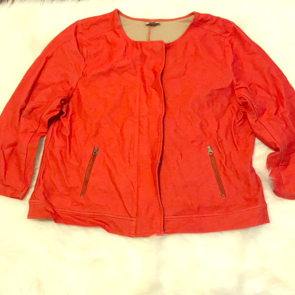 J.Jill SZ-L Jacket/Top zip up stretch Red